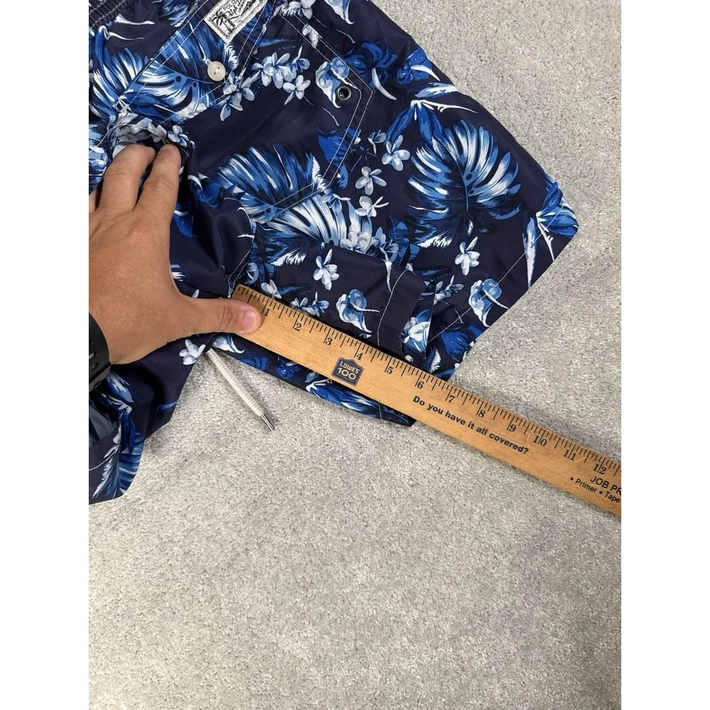 Vtg POLO RALPH LAUREN Swim Shorts Trunks Mens S Blue Hawaiian Floral Aloha‎ Pony